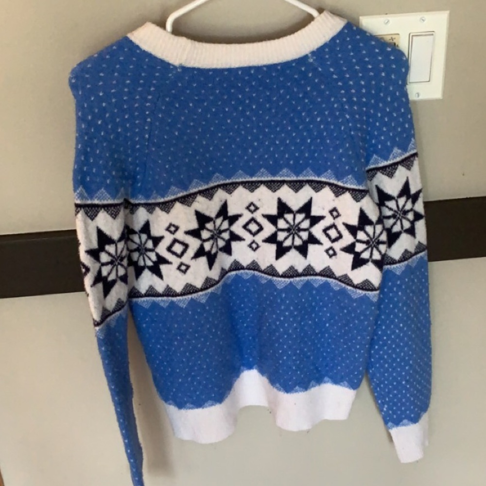 Blue and white Christmas sweater